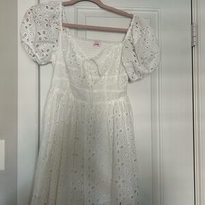 Pink Lily White Eyelet Mini Dress